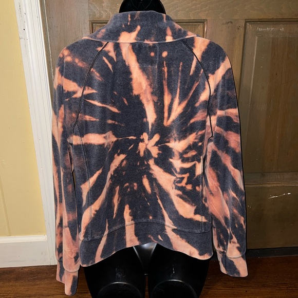 Everlast Gray Velour Y2K Long Sleeve Orange & Cream Full Zip Up Jacket Size M - Picture 4 of 11